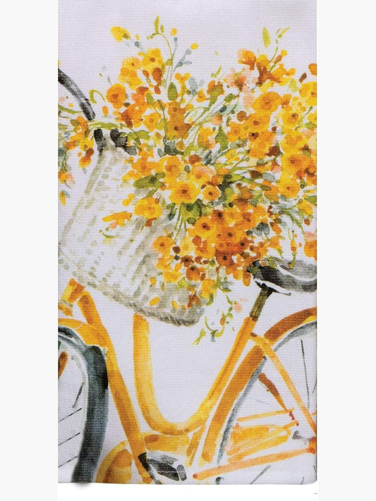 Tea Towel Sweet Home Yellow Bicycle Floral&nbsp; Dual Purpose Terry R4884