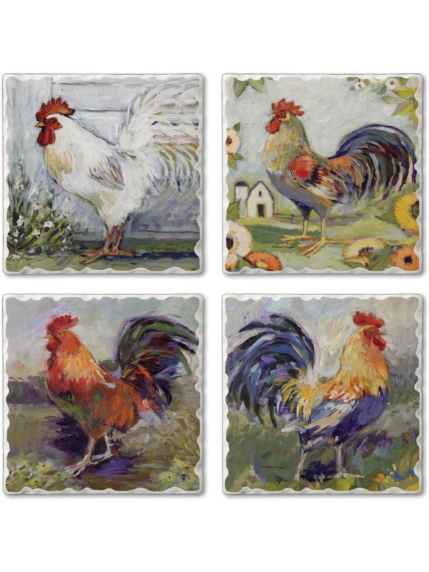 Coaster Meadow Brook Farm Rooster 4Pk 4x4" 05-02039