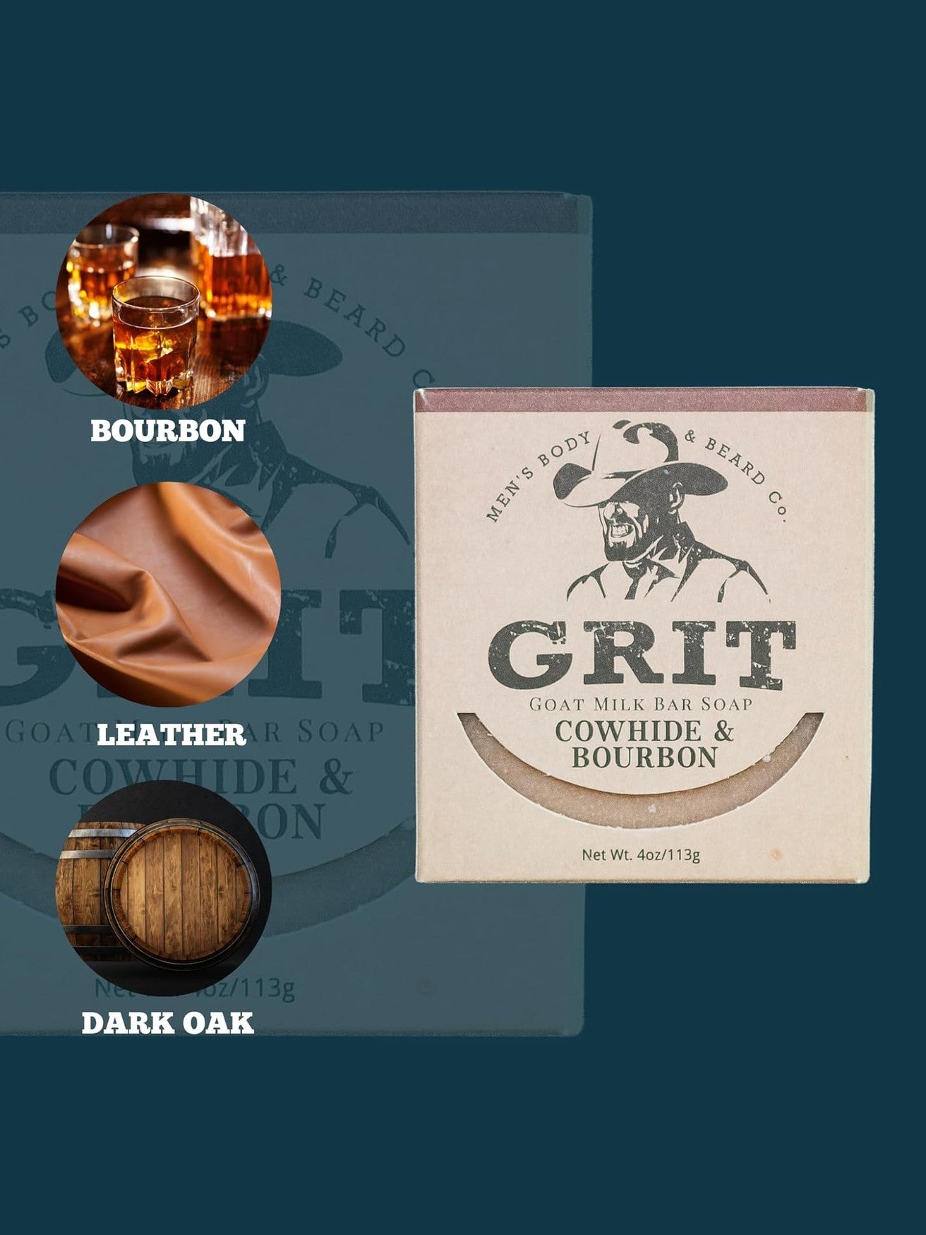 Bar Soap Cowhide &amp; Bourbon Goats Milk Soap Grit Soap Supply&nbsp; Gbs-Chb