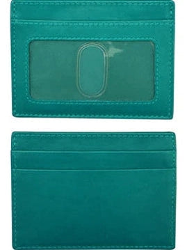  ID / Credit Card Holder Aqua Colored Leather 7201