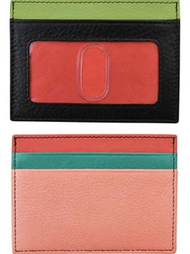  ID / Credit Card Holder Peach Multi Colored Leather 7201