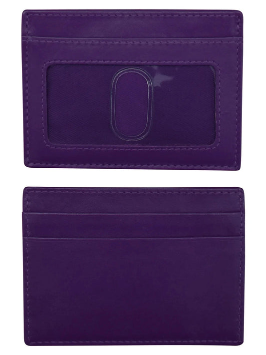 ID / Credit Card Holder Purple Colored Leather 7201