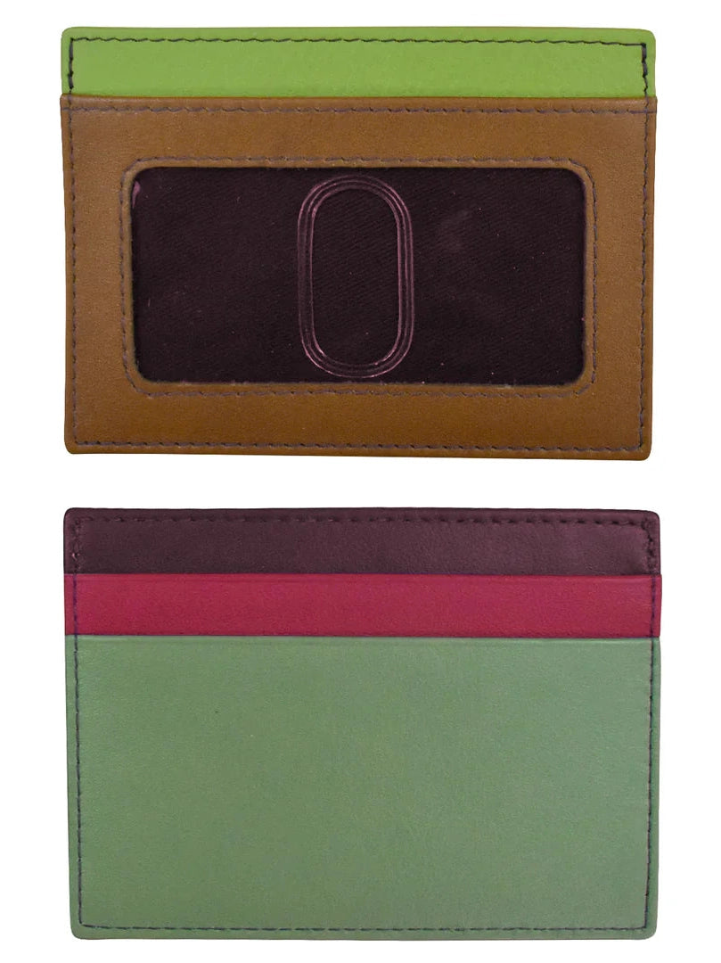Id / Credit Card Holder Sage Multi Colored Leather 7201