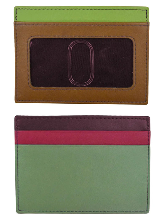Id / Credit Card Holder Sage Multi Colored Leather 7201