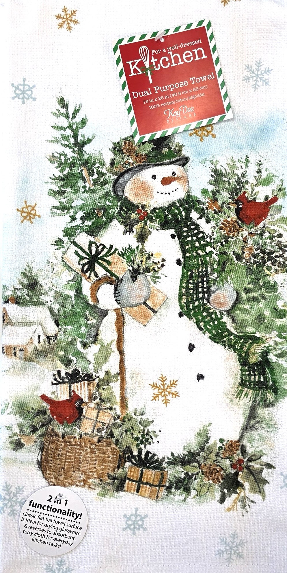 Tea Towel Green/White Sage Christmas Santa Dual Purpose Towel H8337