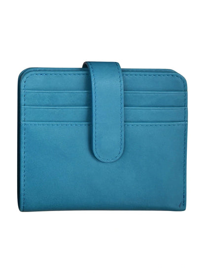 Wallet Small Bifold Jeans Blue Leather RFID Blocking  7301 