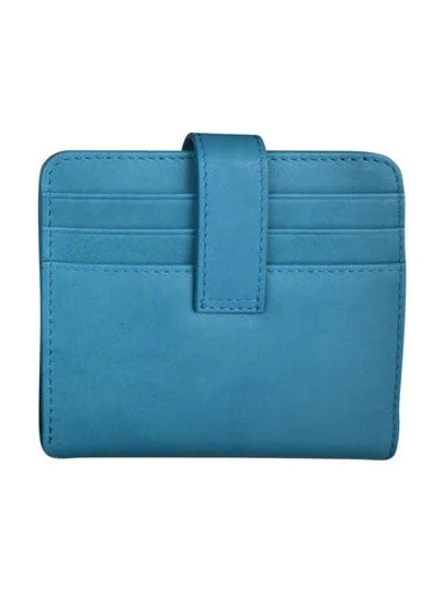 Wallet Small Bifold Jeans Blue Leather RFID Blocking  7301 