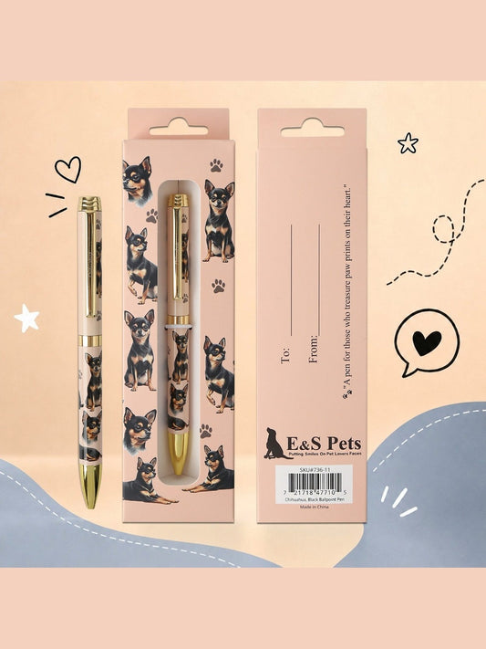 E&amp;S PETS-Pen Ball Point&nbsp; Chihuahua Black Gift Boxed 736-11