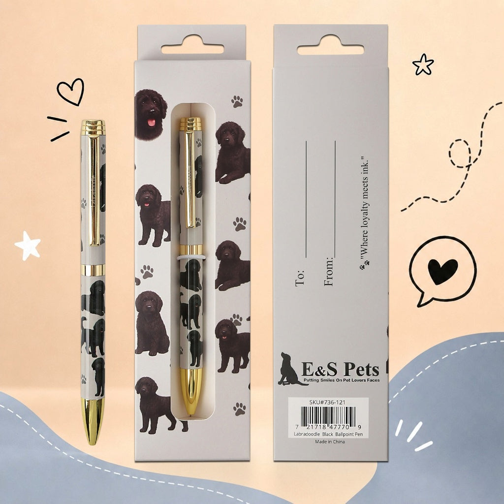 Pen Ball Point&nbsp; Labradoodle Black Gift Boxed 736-121