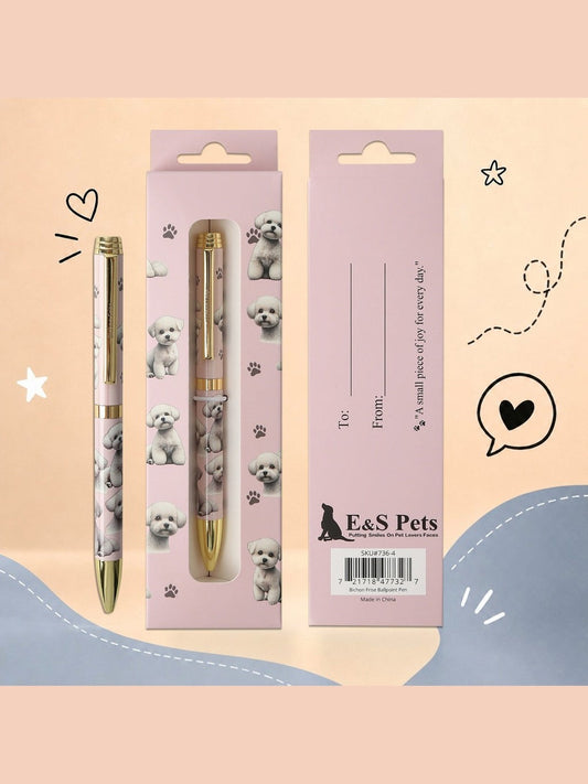 Pen Ball Point&nbsp; Bichon Frise Gift Boxed 736-4