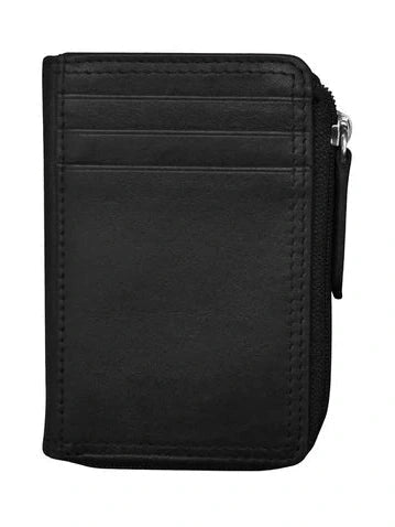 Credit Card Holder Vertical Split Black Leather RFID Blocking  7411 