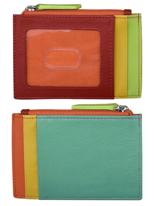 Card Holder Zip I.D. Card Case Citrus Leather RFID Blocking 7416 