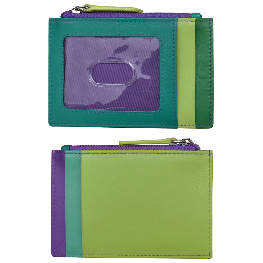 Card Holder Zip I.D. Card Case Cool/Tropic Leather RFID Blocking 7416 