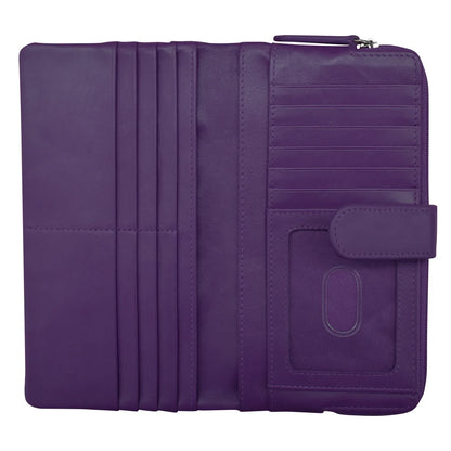 Women's Purple Smart Phone Leather Rfid Wallet 