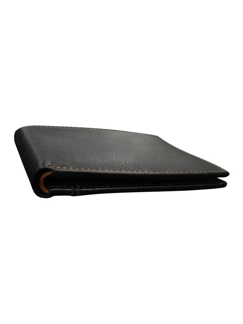 Wallet Black/Toffee Bifold Id Holder Rfid Blocking Leather Small Men's 7720 