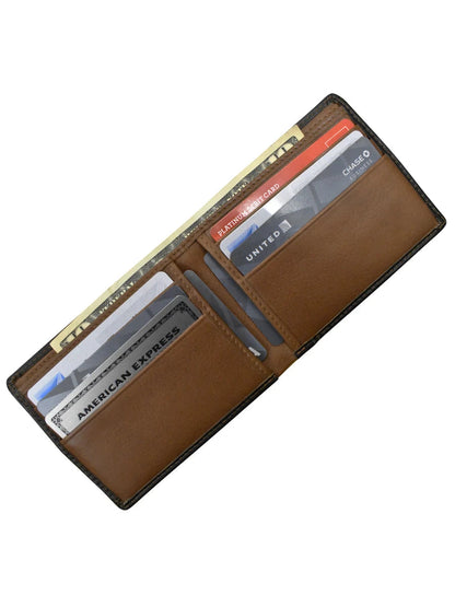 Wallet Black/Toffee Bifold Id Holder Rfid Blocking Leather Small Men's 7720 