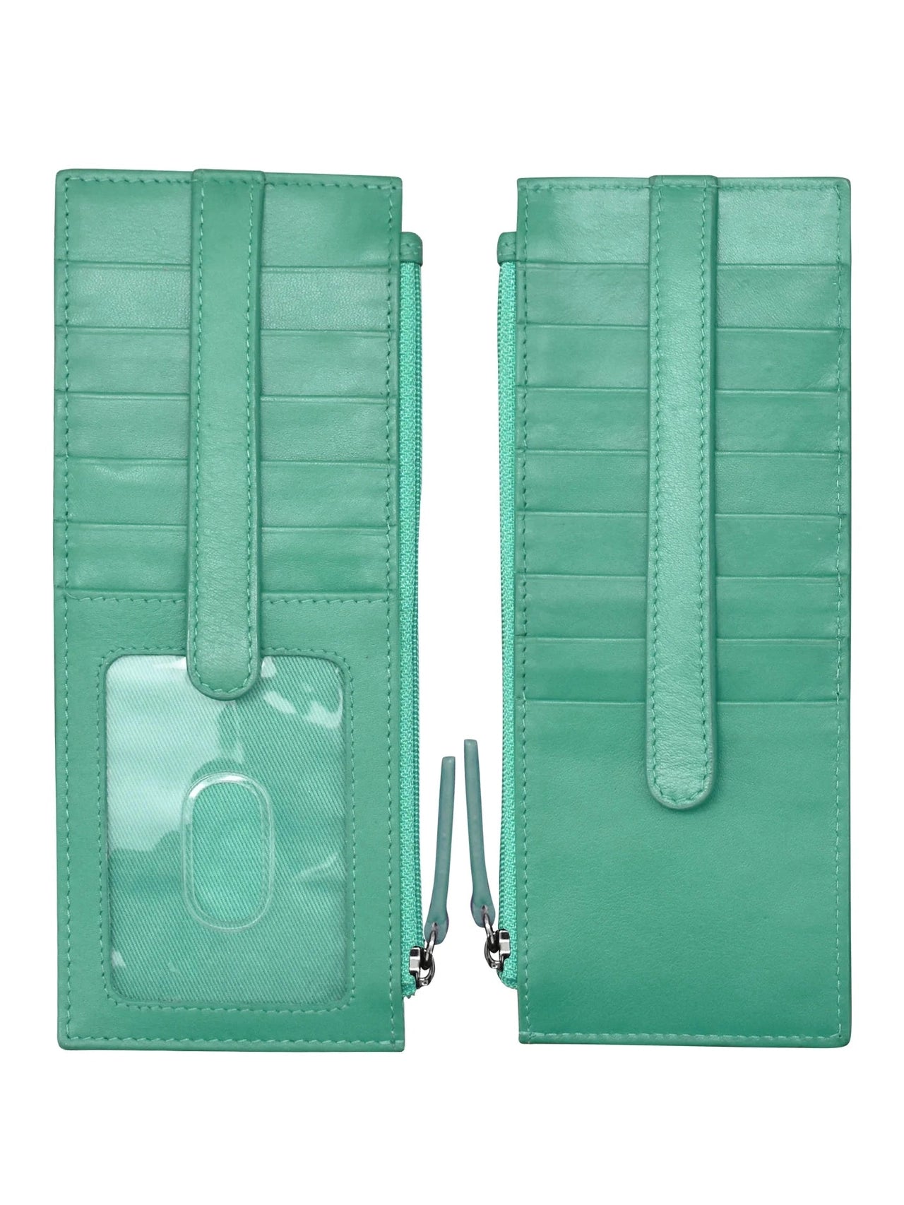 ILI-7800- Turquoise Leather Double Sided Long Credit Card Holder