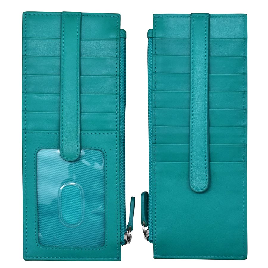 Credit Card Holder - Leather - Aqua 