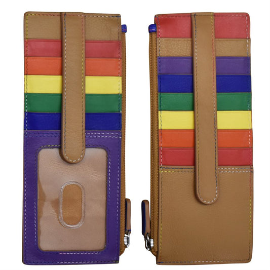 Multi Rainbow-Leather Double Sided Long Credit Card Holder 