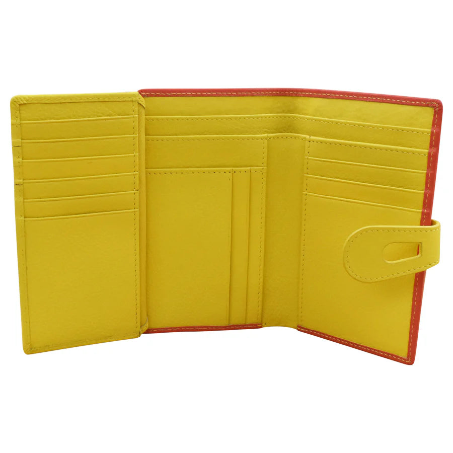 Wallet Midi With Cut Out Tab Coral/Sunshine Leather RFID Blocking 7813 