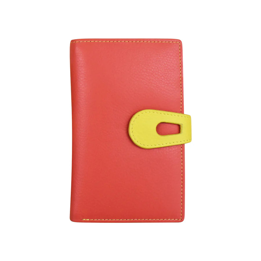 Wallet Midi With Cut Out Tab Coral/Sunshine Leather RFID Blocking 7813 