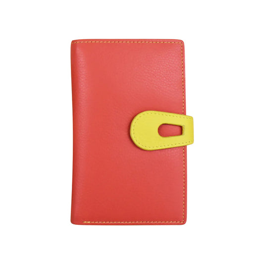 Wallet Midi With Cut Out Tab Coral/Sunshine Leather RFID Blocking 7813 