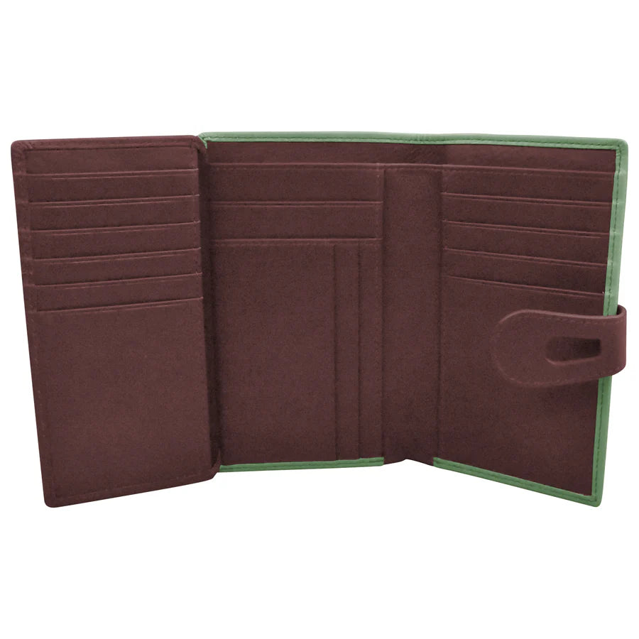 Wallet Midi With Cut Out Tab Sage/Egp Leather RFID Blocking 7817 