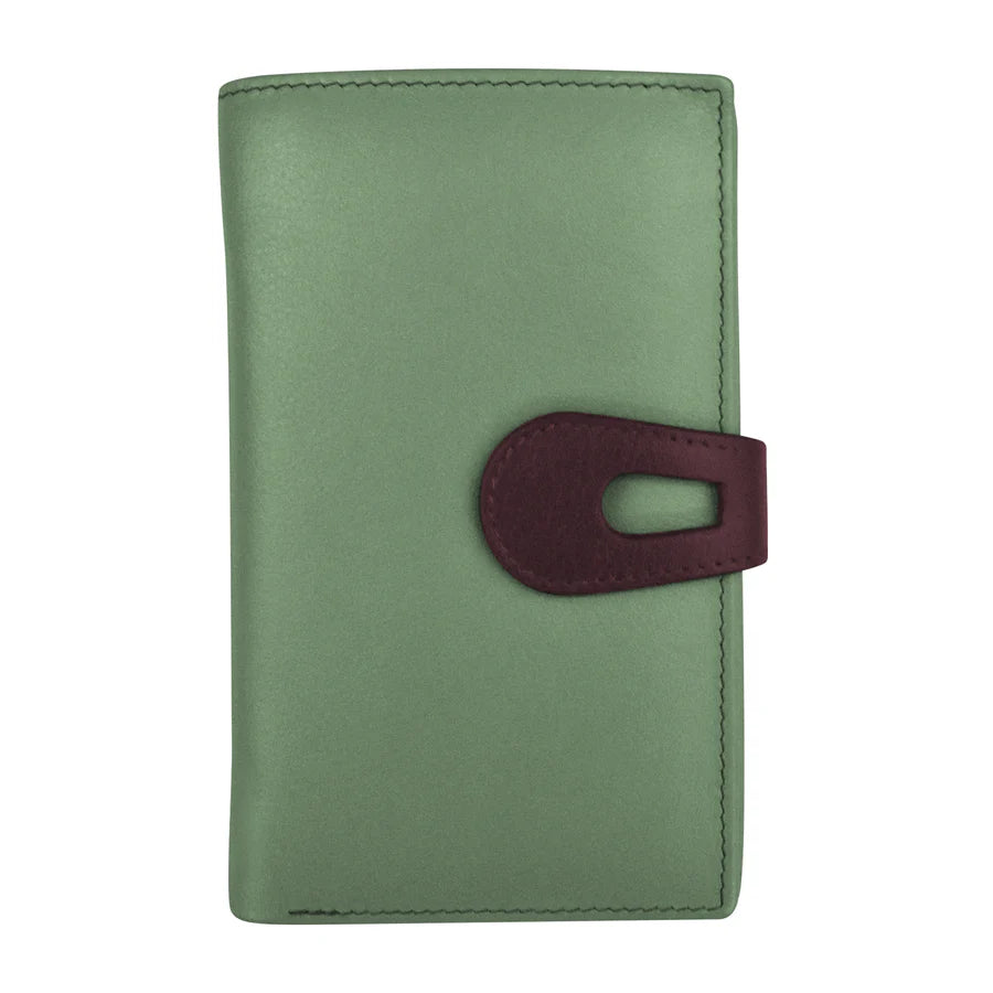 Wallet Midi With Cut Out Tab Sage/Egp Leather RFID Blocking 7817 