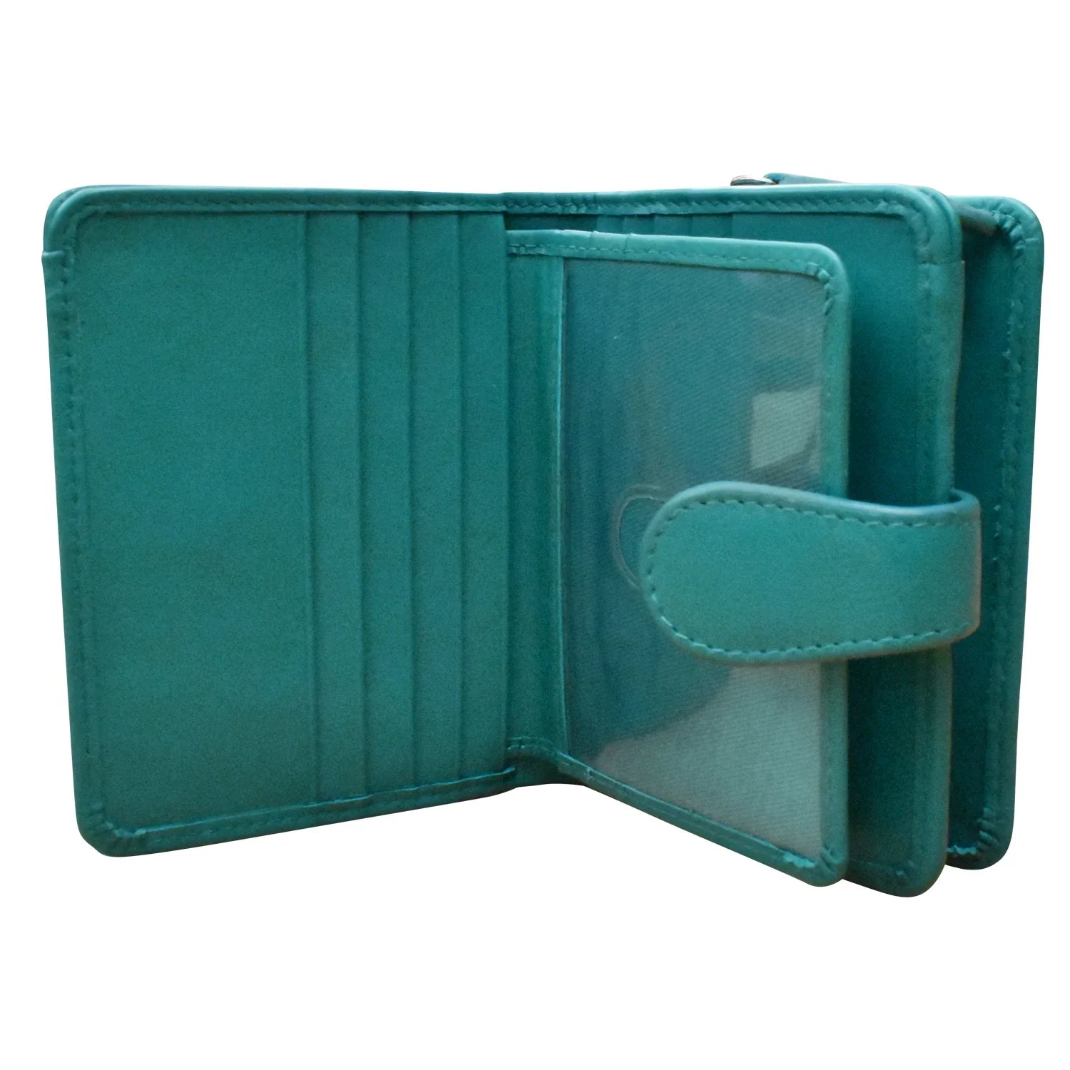 Leather Wallet - Aqua- Small Euro Rfid 