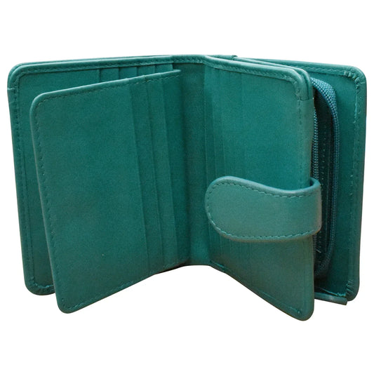 Leather Wallet - Aqua- Small Euro Rfid 