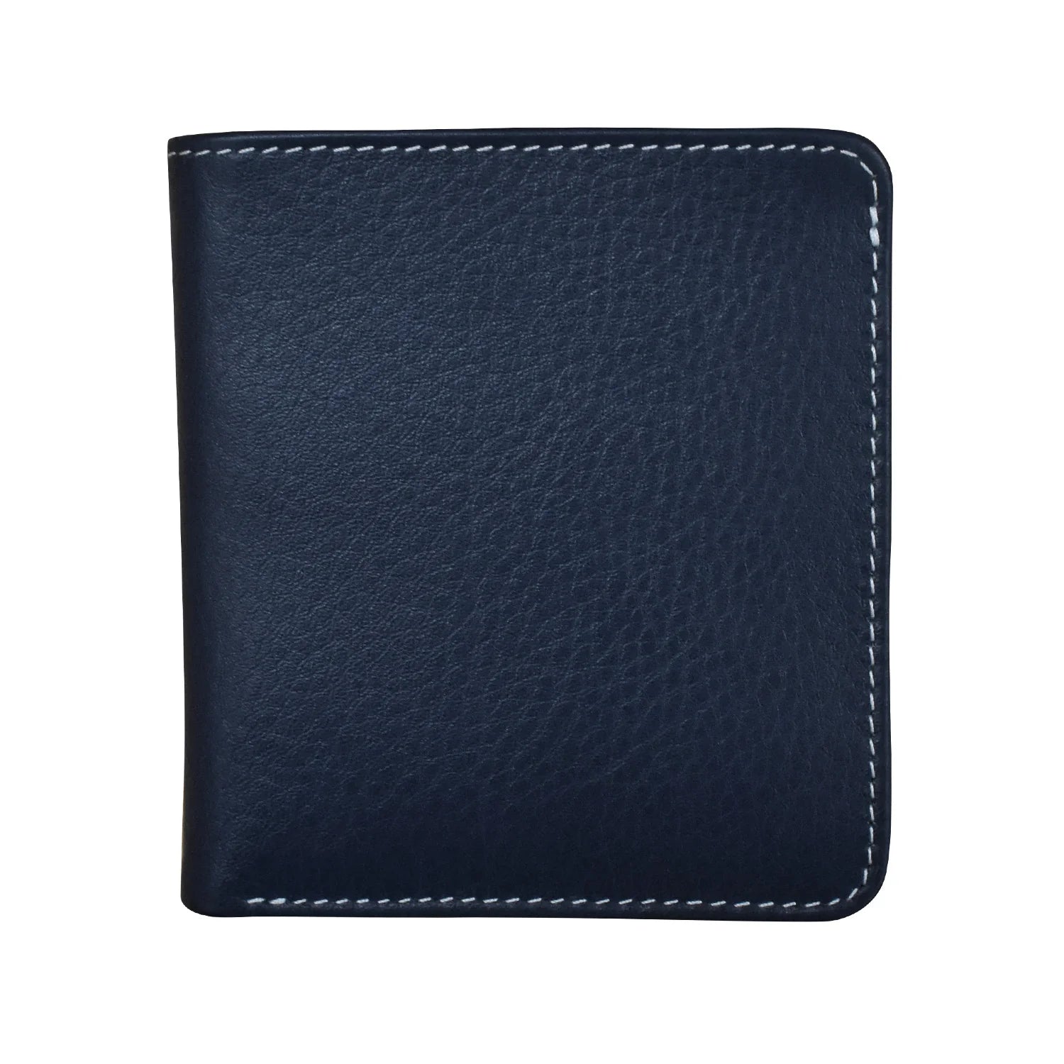 Navy/Chamray-Two Tone Mini Bifold Rfid Leather Wallet 