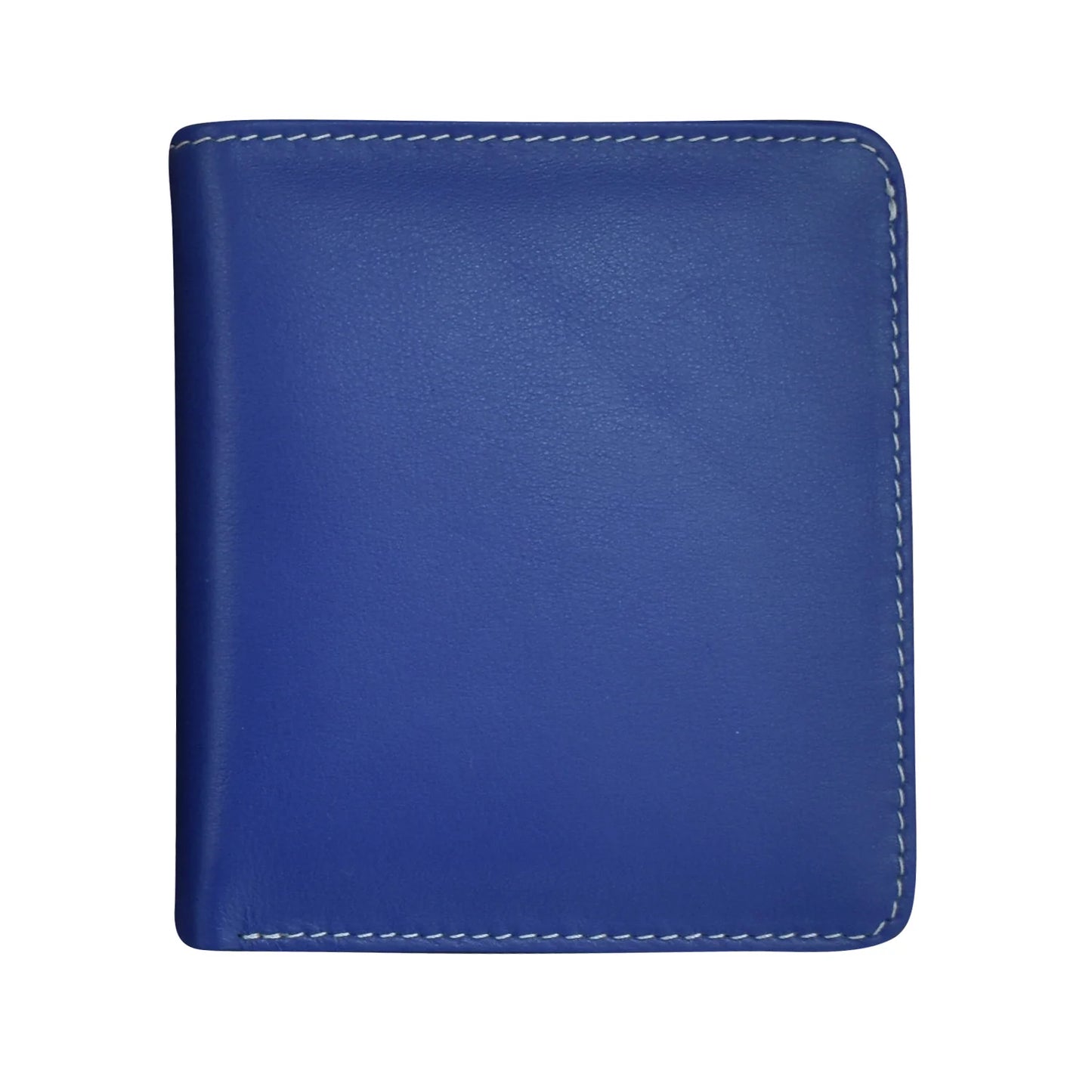 Cobalt/Bone-Two Tone Mini Bifold Rfid Leather Wallet 