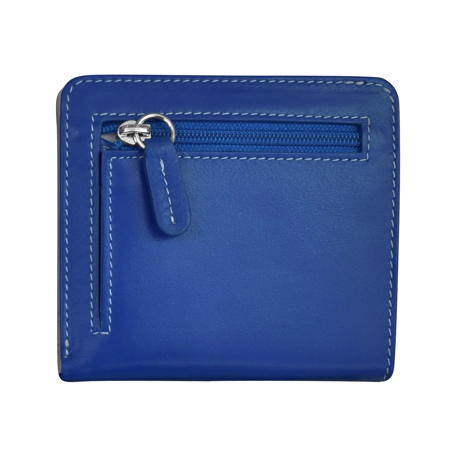 Cobalt/Bone-Two Tone Mini Bifold Rfid Leather Wallet 