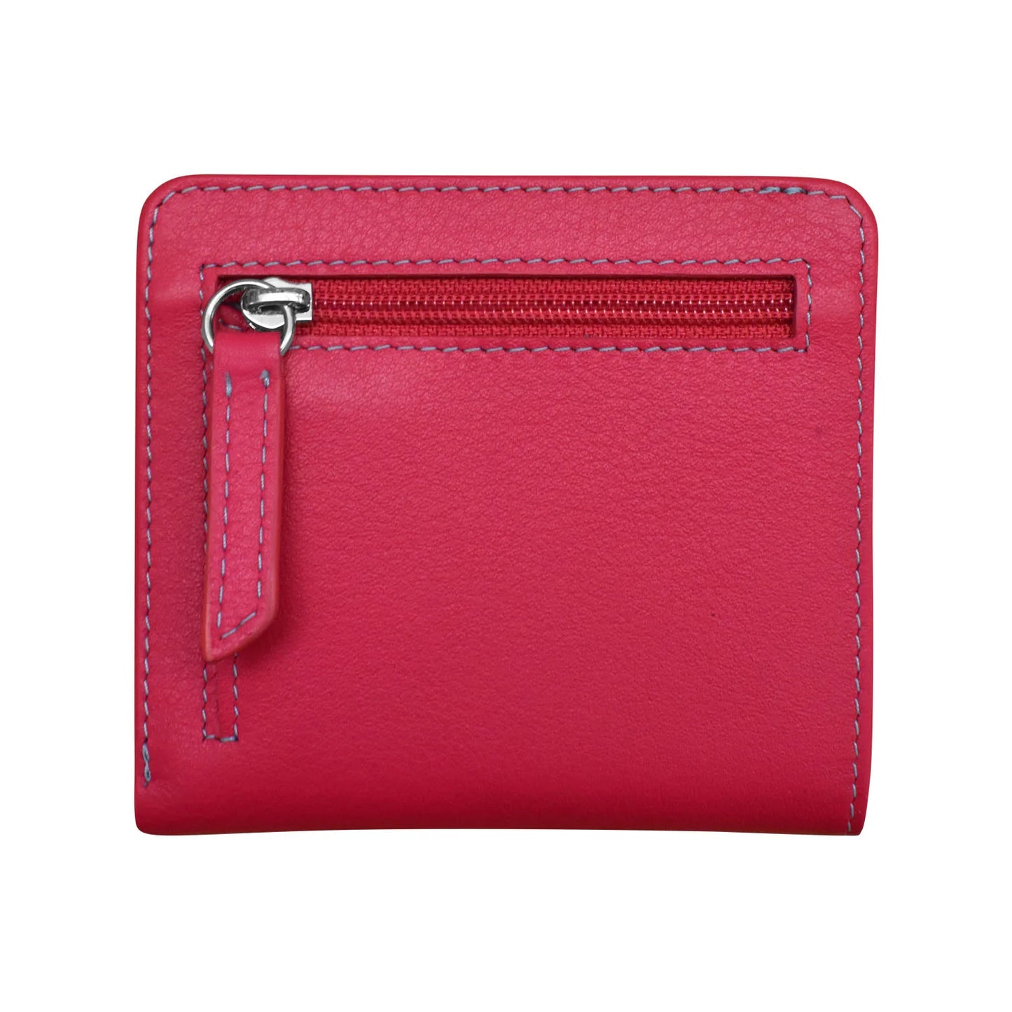 Indian Pink/Turquoise-Two Tone Mini Bifold Rfid Leather Wallet 