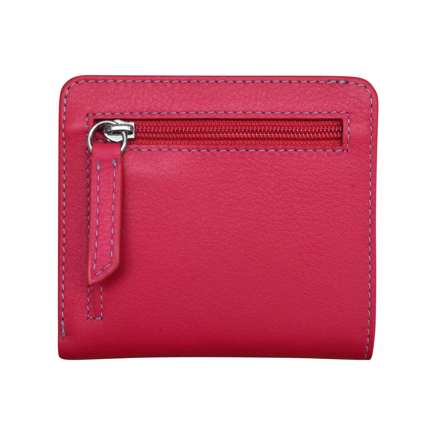 Indian Pink/Turquoise-Two Tone Mini Bifold Rfid Leather Wallet 