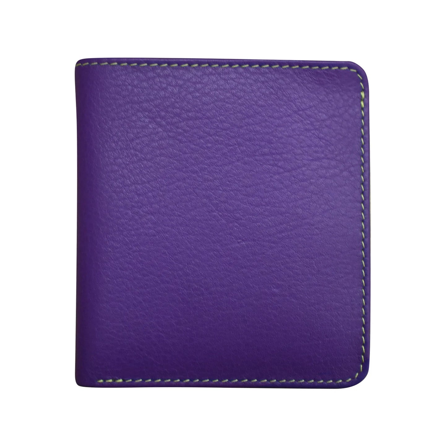 Purple/Pear-Two Tone Mini Bifold Rfid Leather Wallet 