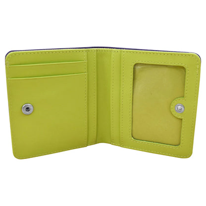 Purple/Pear-Two Tone Mini Bifold Rfid Leather Wallet 