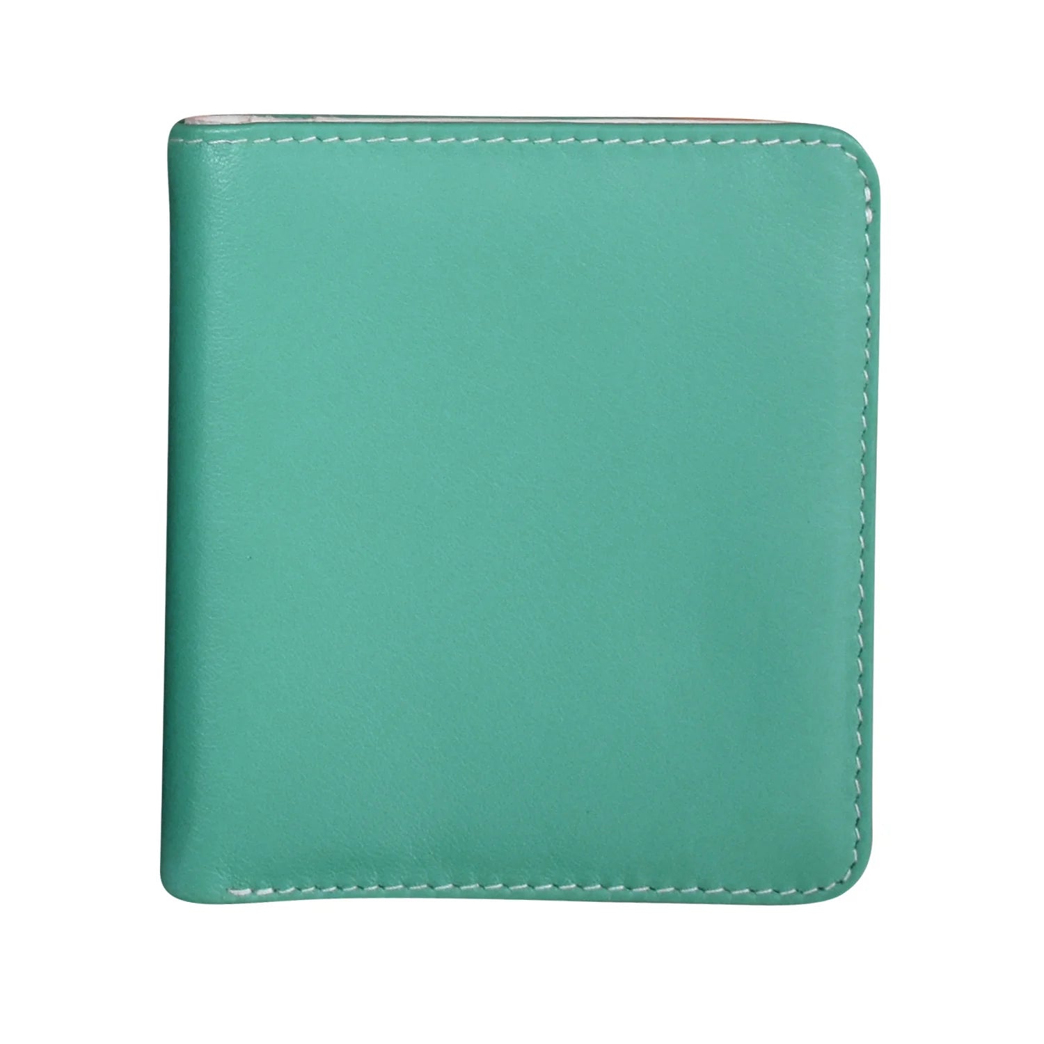 Turquoise/Bone-Two Tone Mini Bifold Rfid Leather Wallet 