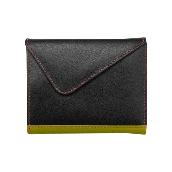 Wallet Small Triangular Flap Black Brights Leather RFID Blocking 7839 