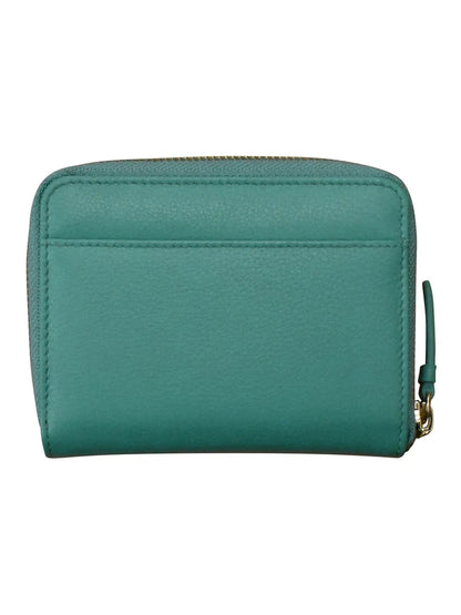 Wallet Small Zip Leather Turquoise Antique Corner Detail 7841 