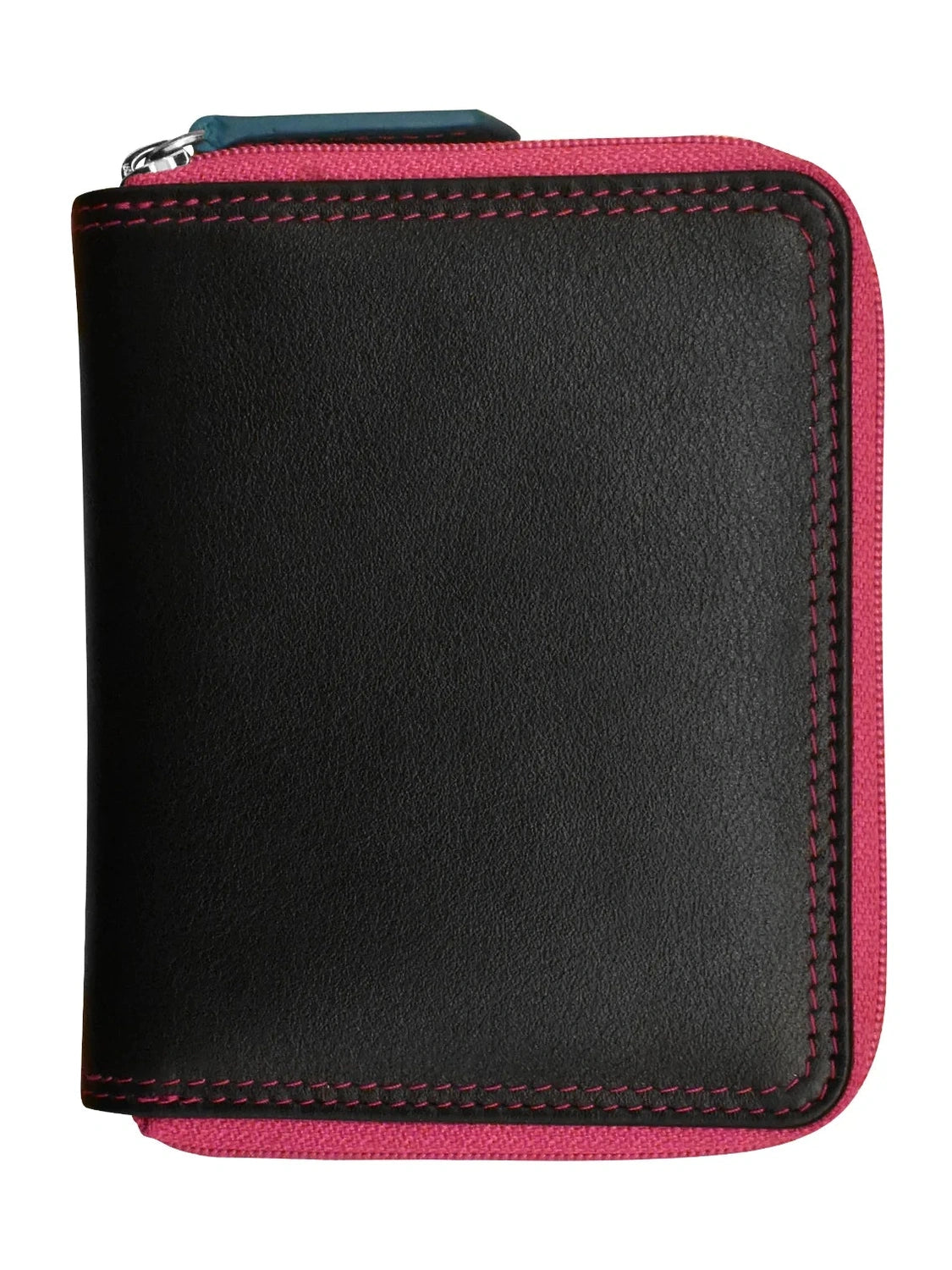 Black Brights-Small Zip Rfid Leather Wallet 