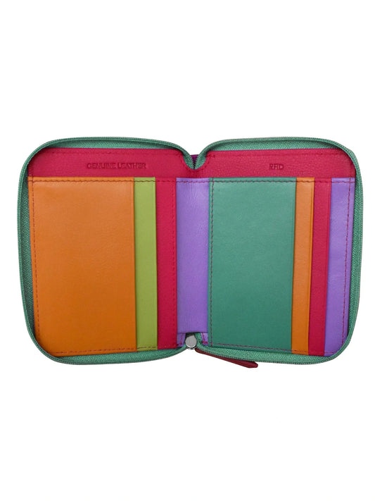 Palm Beach-Small Zip Rfid Leather Wallet 