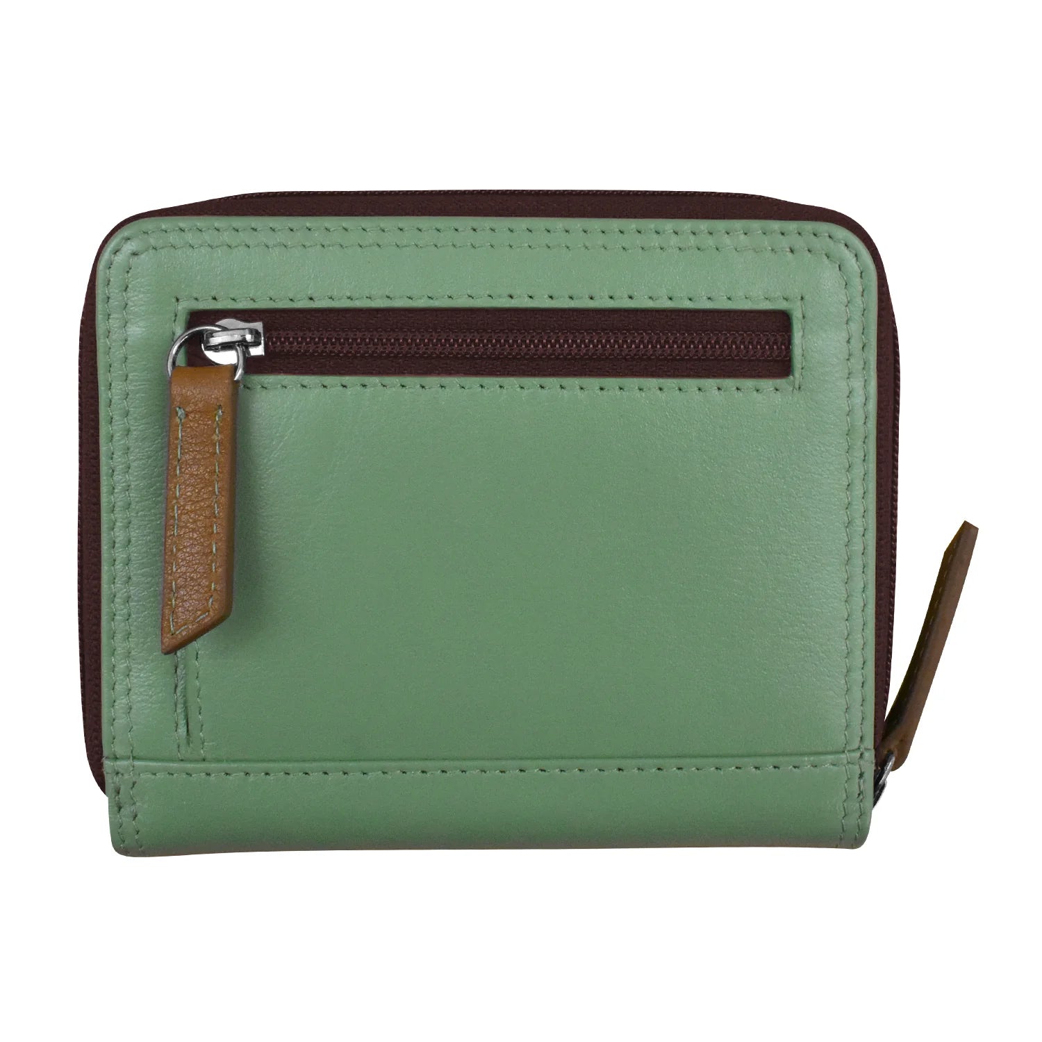 Sage Multi-Small Zip Rfid Leather Wallet 