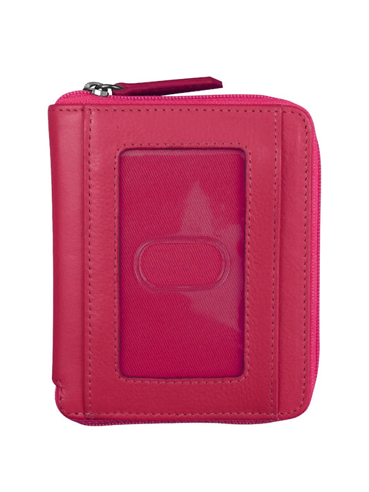 Wallet Small Zip Around Indian Pink Rfid Protected 7859