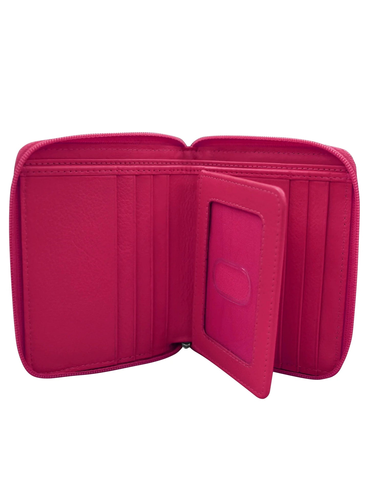 Wallet Small Zip Around Indian Pink Rfid Protected 7859