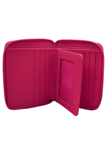 Wallet Small Zip Around Indian Pink Rfid Protected 7859