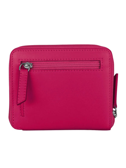 Wallet Small Zip Around Indian Pink Rfid Protected 7859