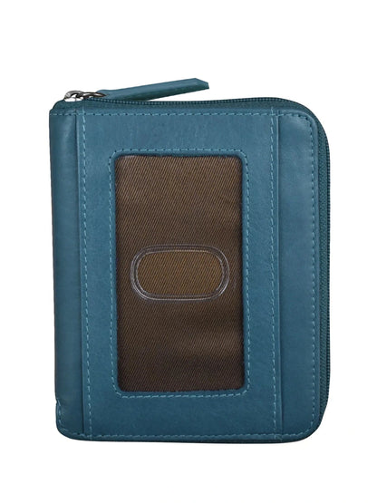 Wallet Small Zip Around Jeans Blue Rfid Protected 7859