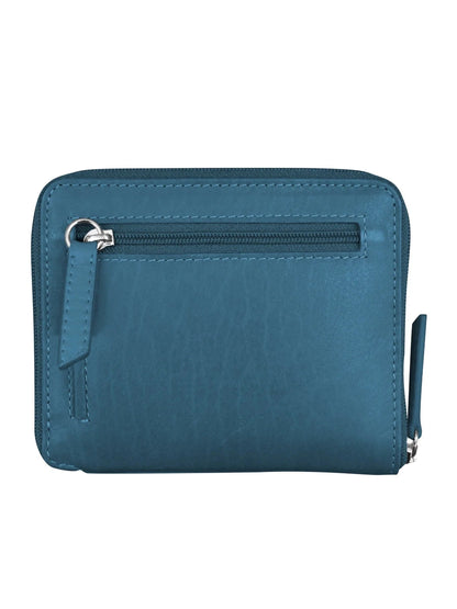 Wallet Small Zip Around Jeans Blue Rfid Protected 7859