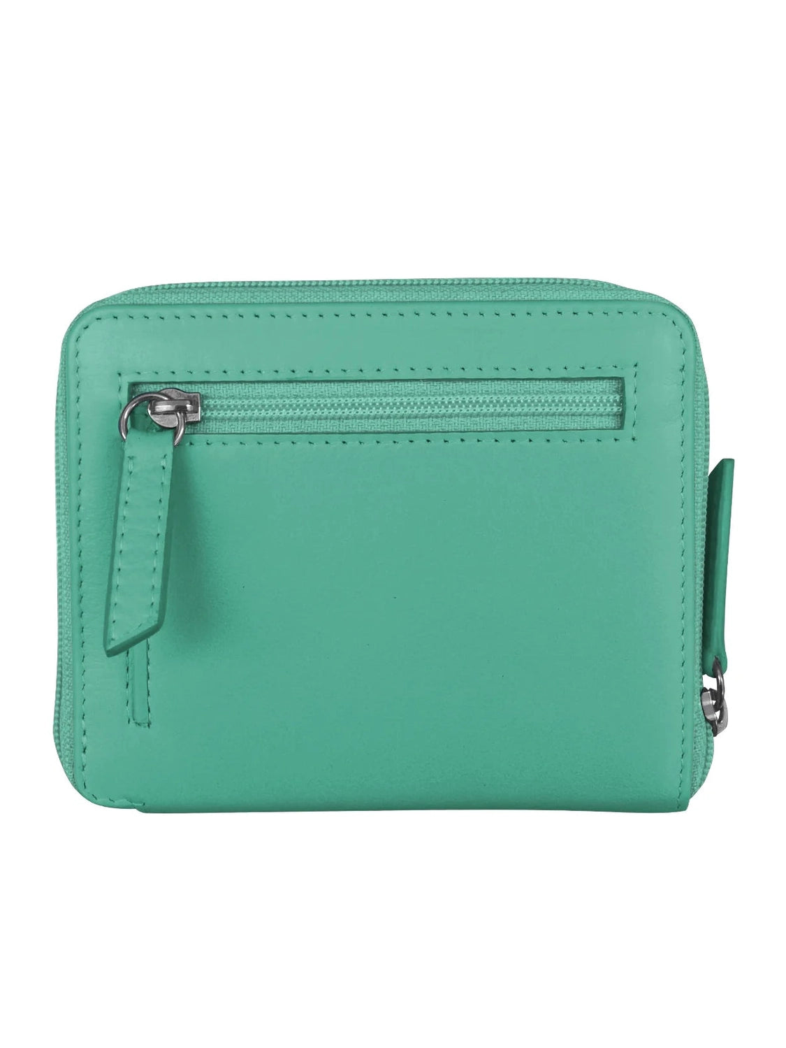 Wallet Small Zip Around Turquoise Rfid Protected 7859